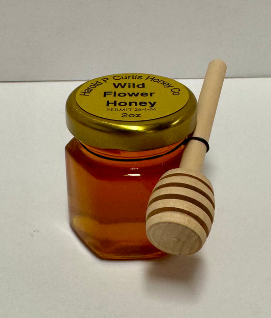 Local Wildflower Honey 2oz with honey dipper